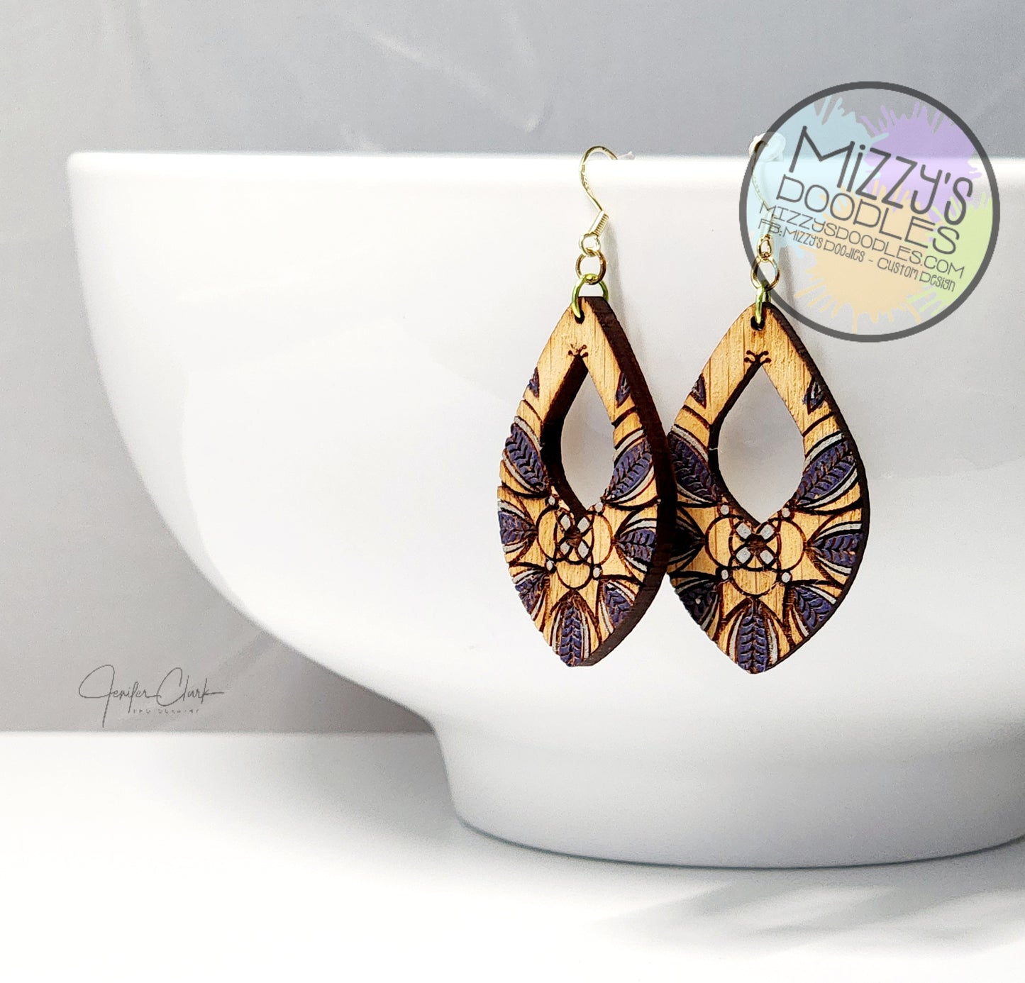 Wood Hand Painted Earrings