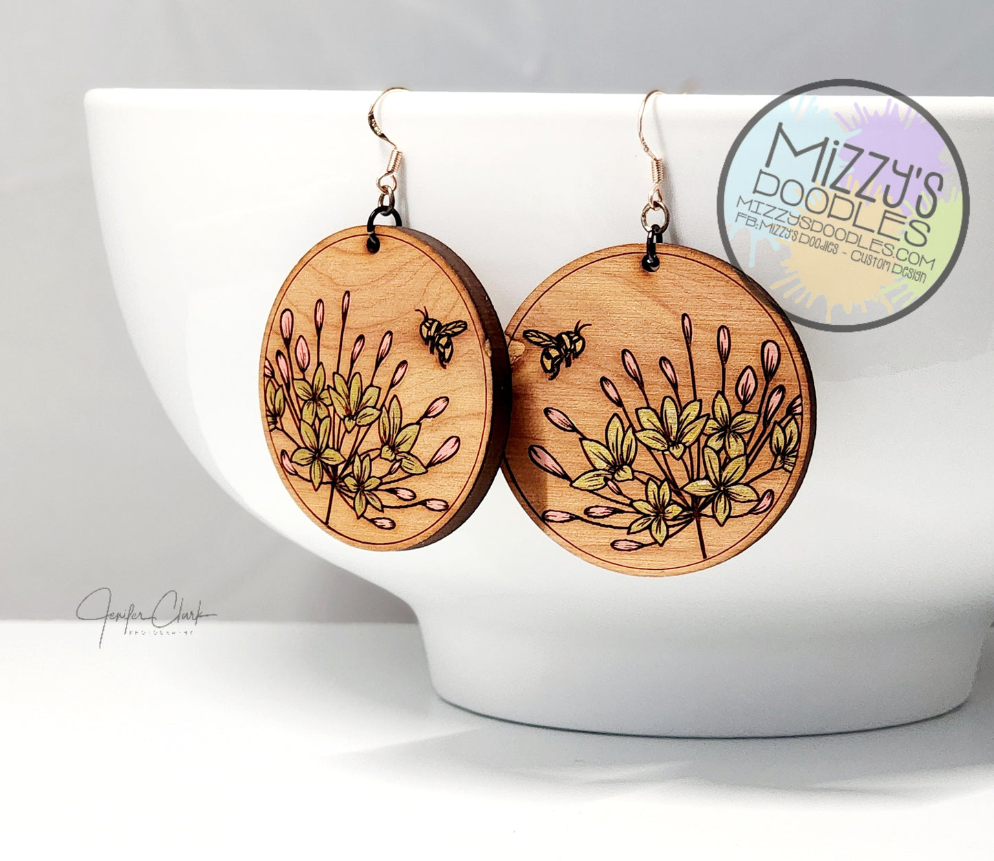 Wood Hand Painted Earrings