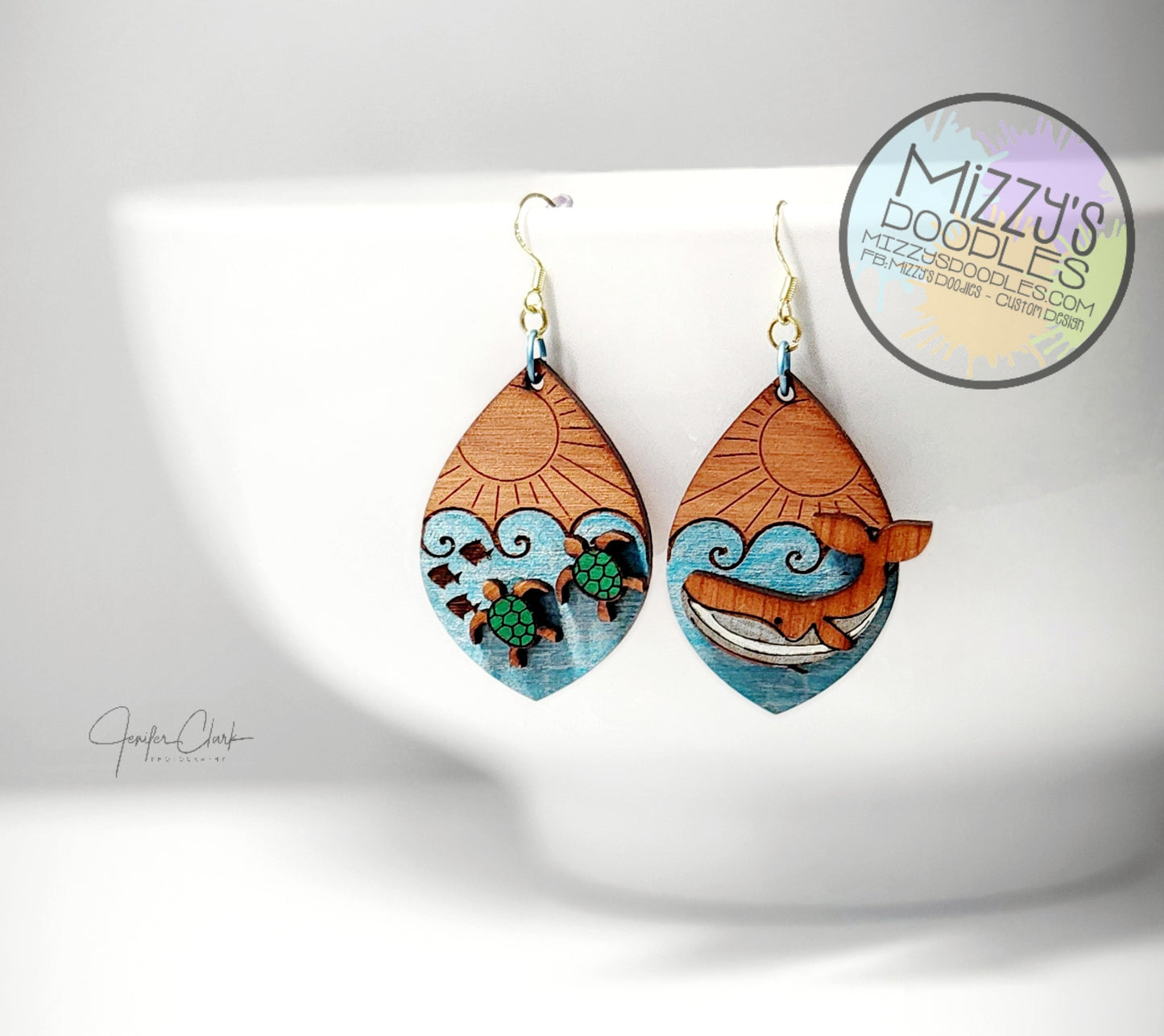 Wood Hand Painted Earrings