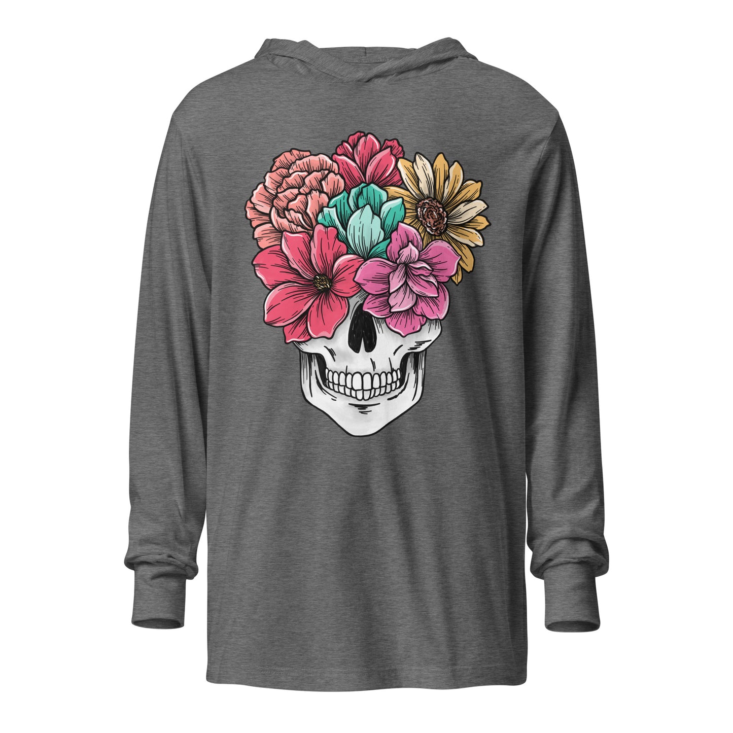 Flowering Skull - Hooded long-sleeve tee