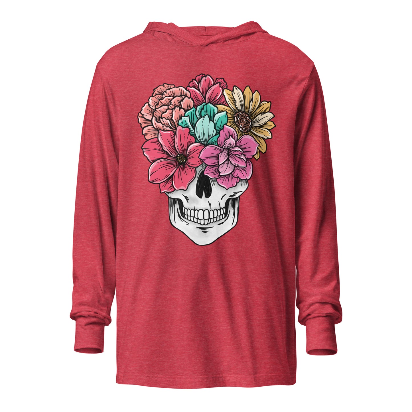 Flowering Skull - Hooded long-sleeve tee