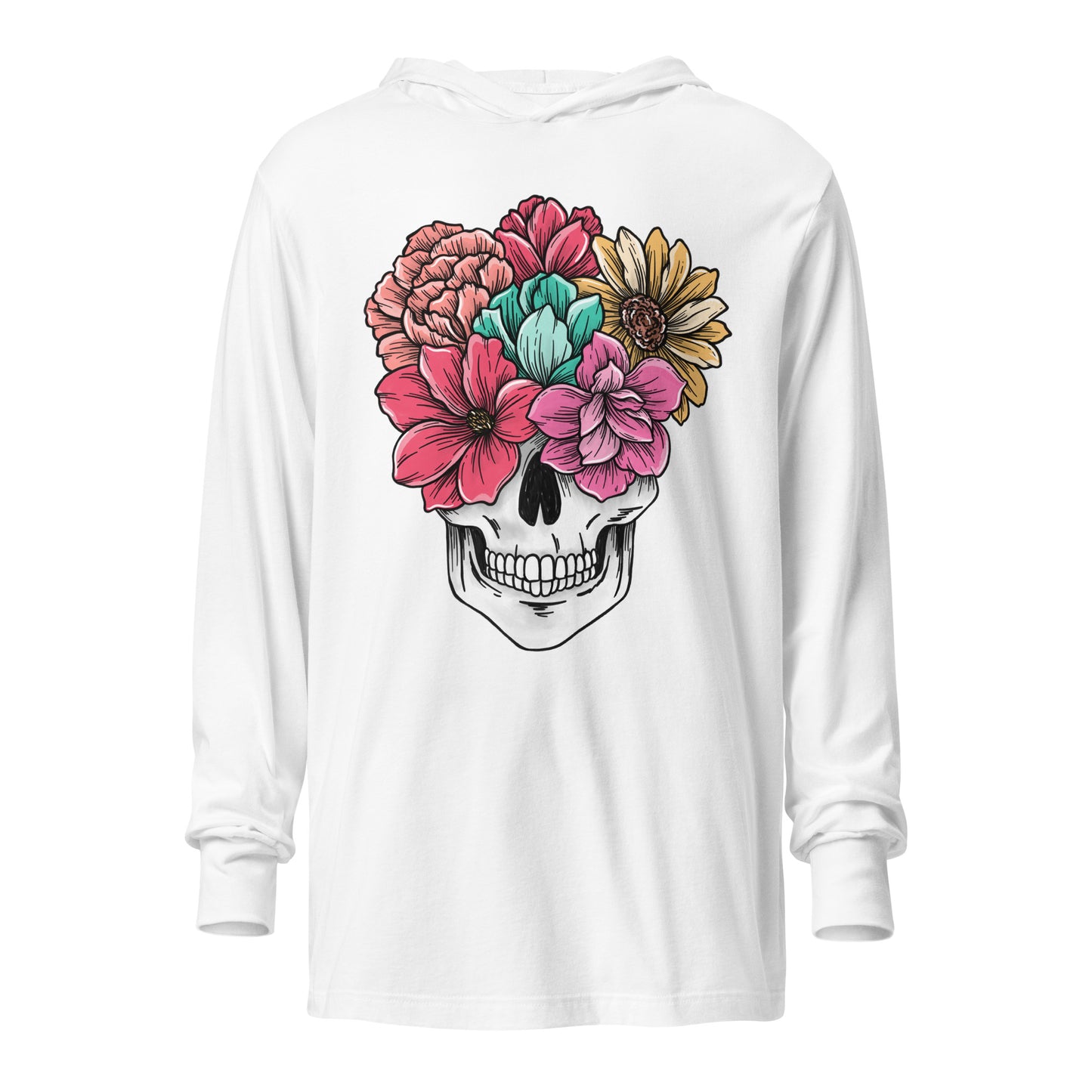 Flowering Skull - Hooded long-sleeve tee