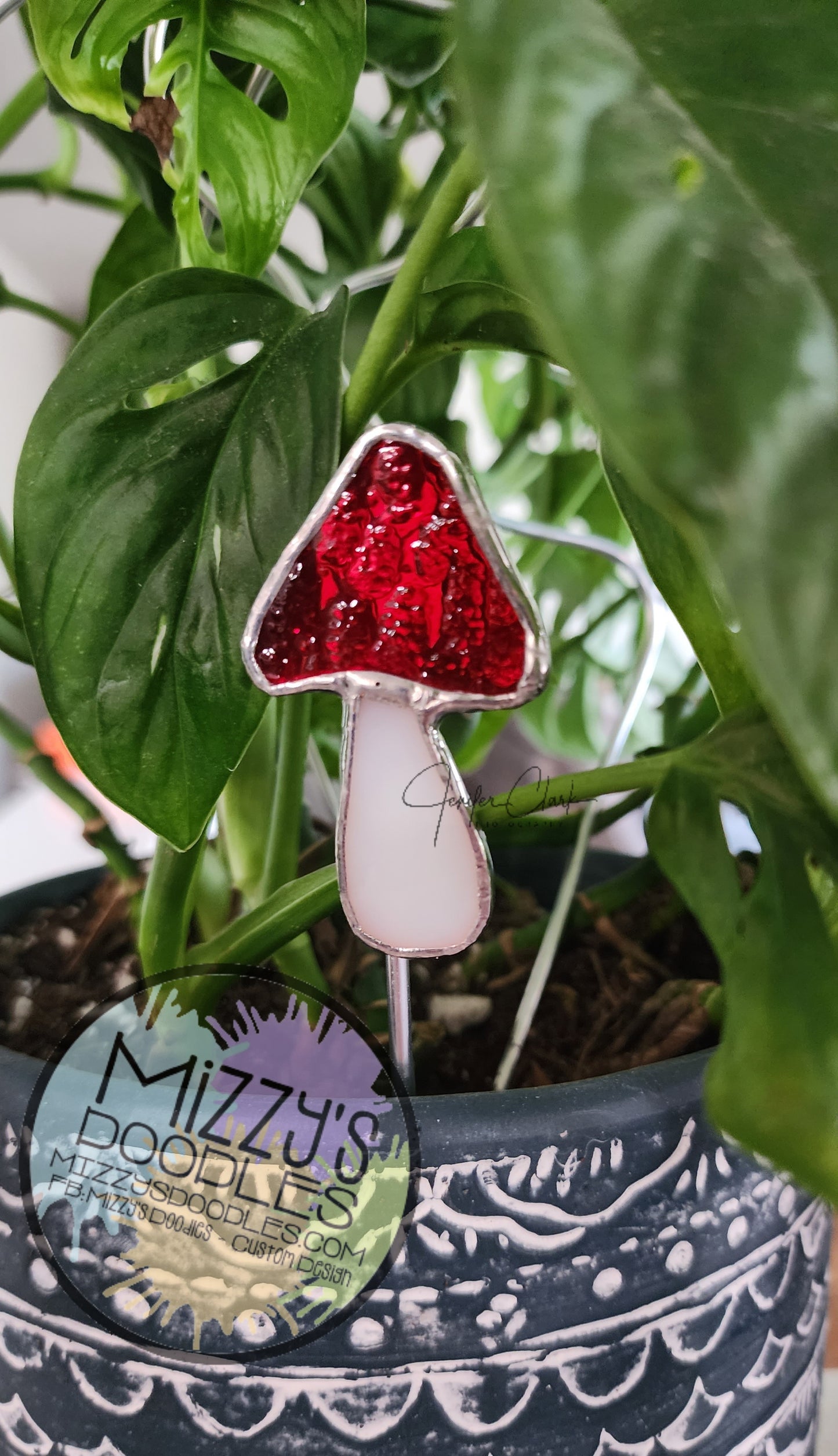 Little Mushroom Stained Glass Plant Stake