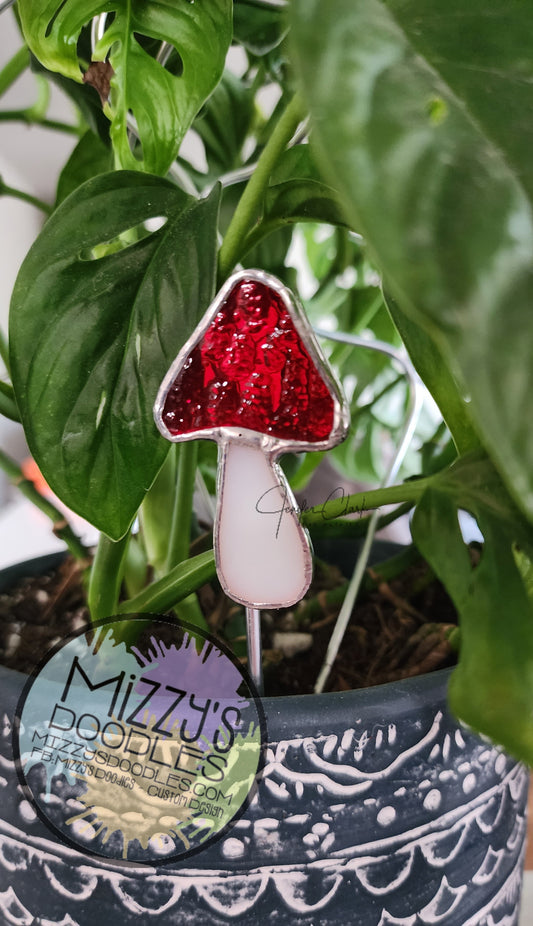 Little Mushroom Stained Glass Plant Stake