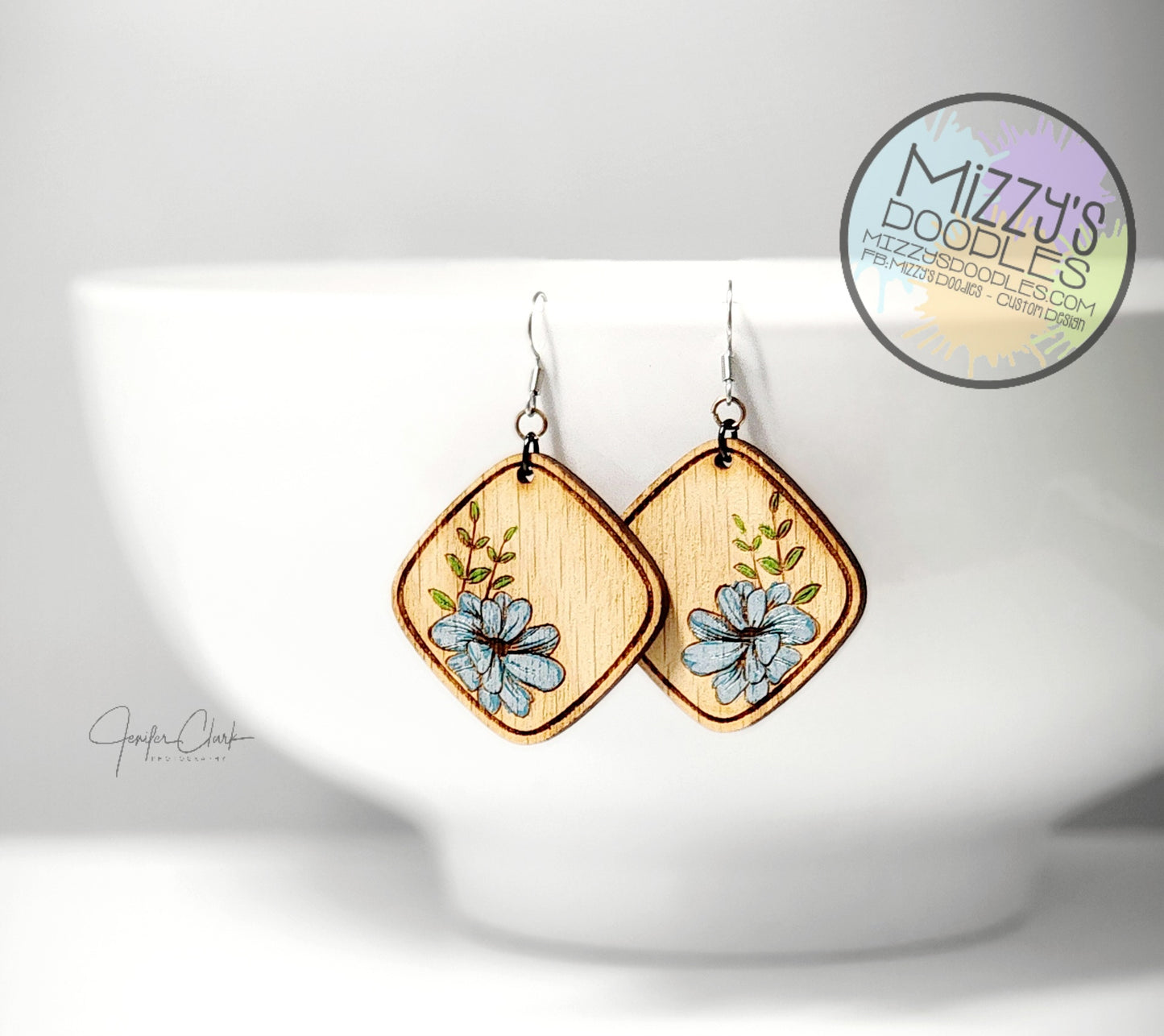 Wood Hand Painted Earrings
