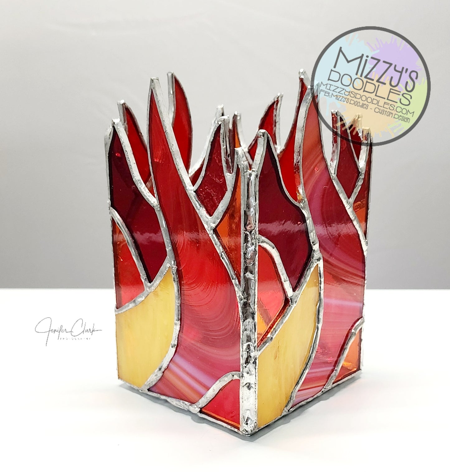Stained Glass Flames Tealight Holder