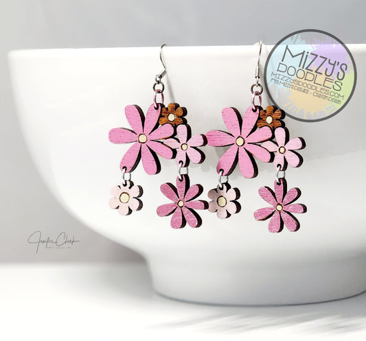 Wood Hand Painted Earrings