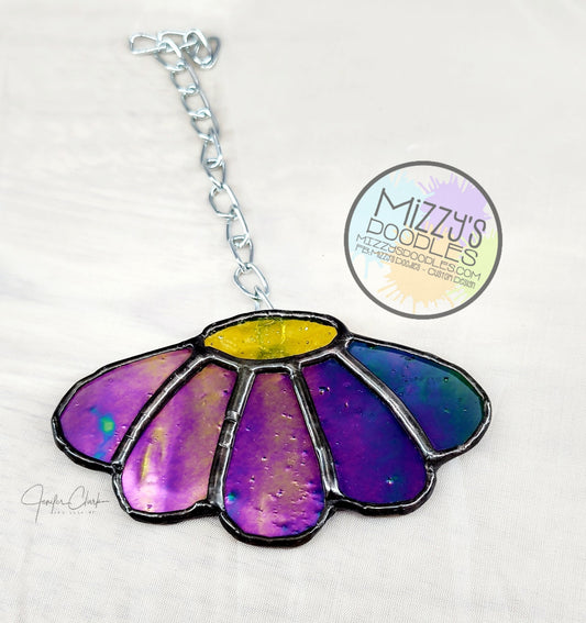 Stained Glass Iridescent Purple Flower
