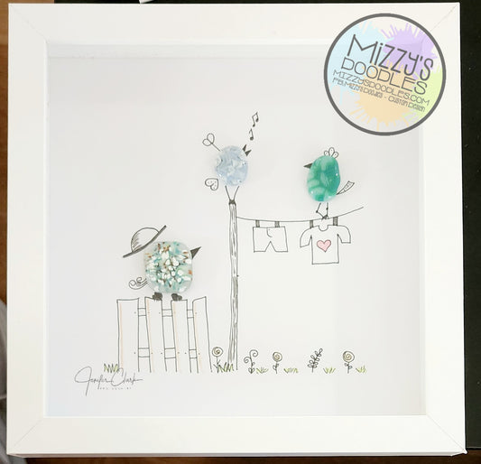 Framed Clothline Birds