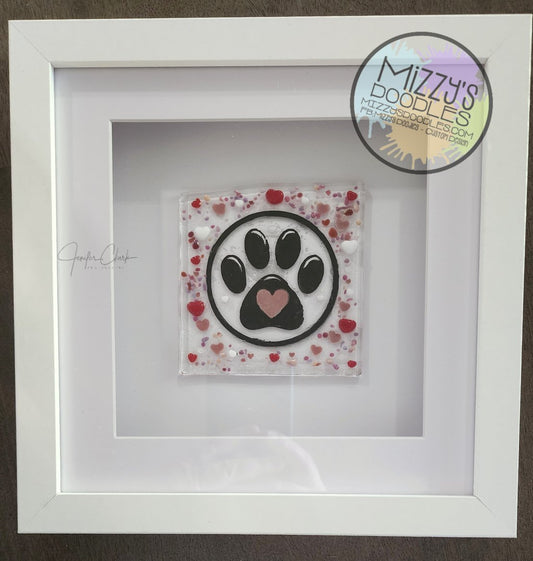 Framed Fused Glass Dog Paw
