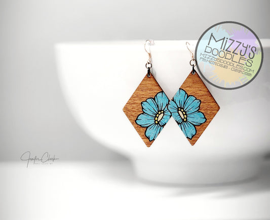 Wood Hand Painted Earrings