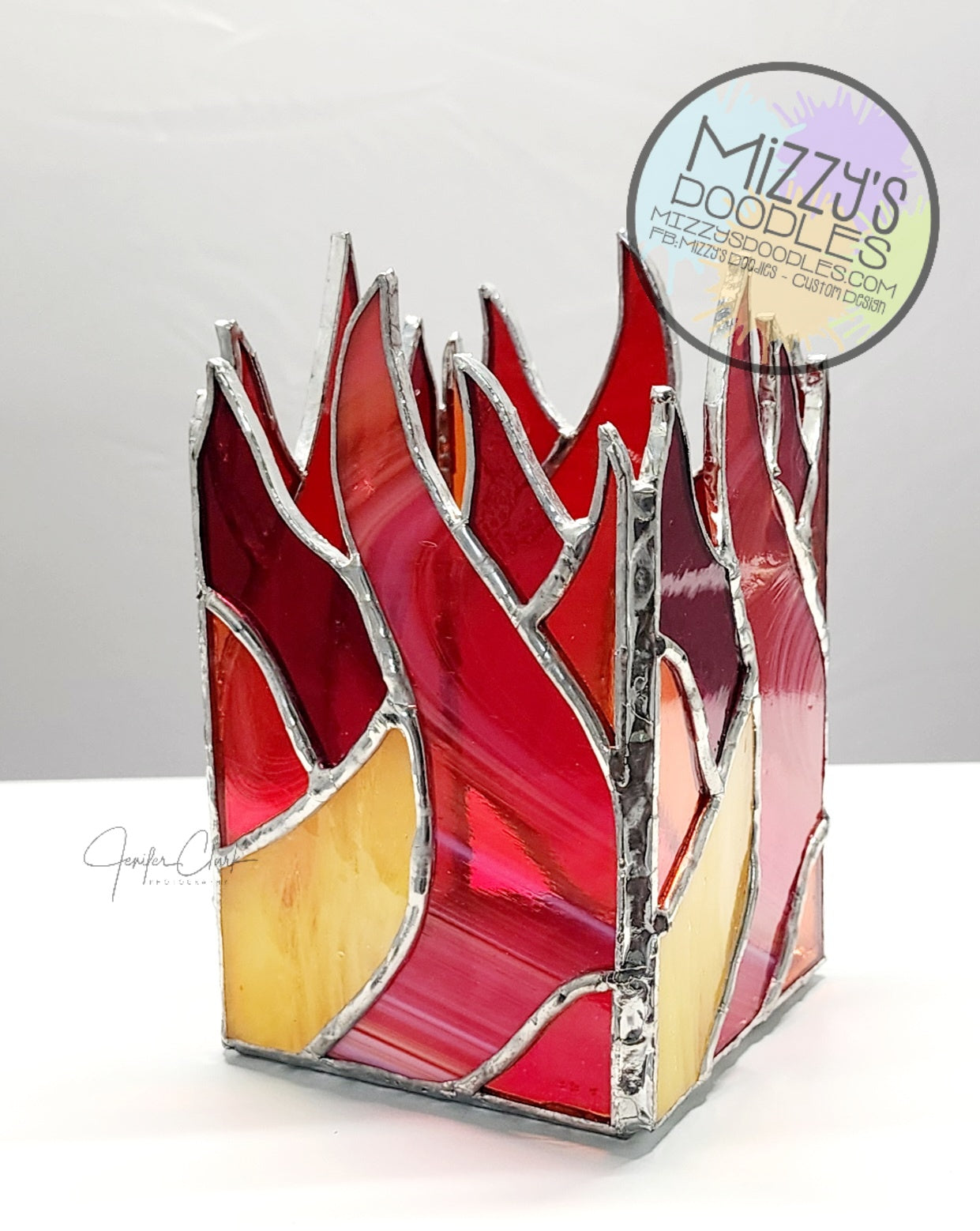 Stained Glass Flames Tealight Holder