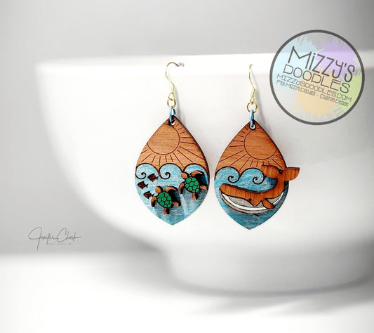 Wood Hand Painted Earrings