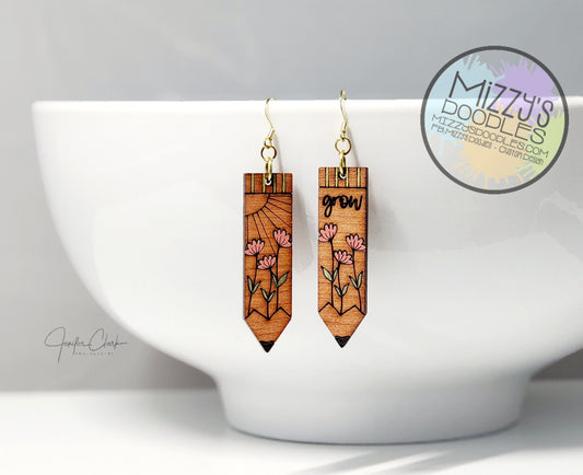 Wood Hand Painted Earrings