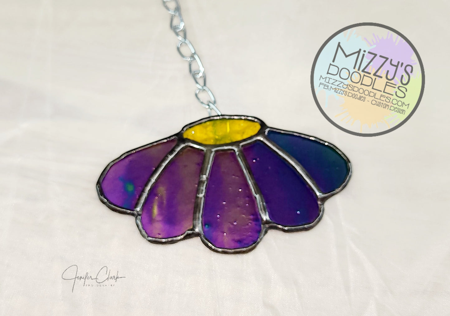 Stained Glass Iridescent Purple Flower
