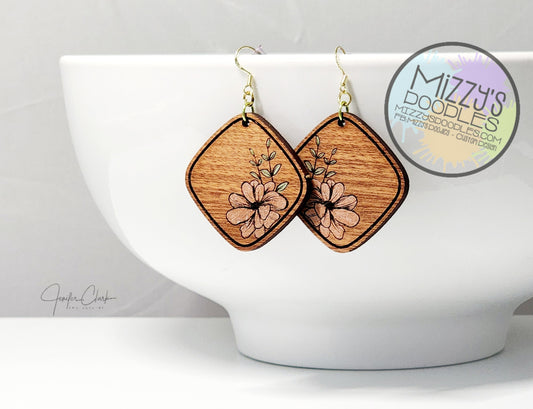 Wood Hand Painted Earrings
