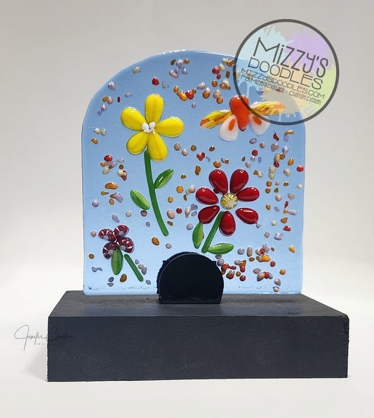 Mounted Floral Glass