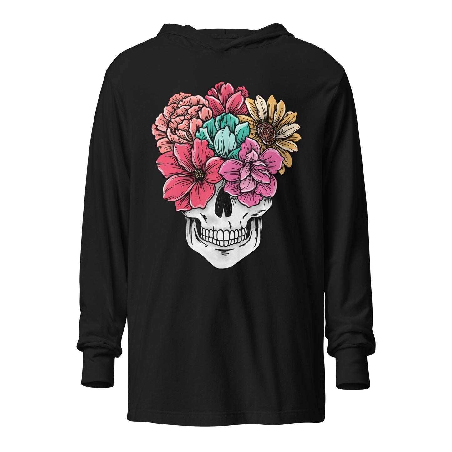 Flowering Skull - Hooded long-sleeve tee