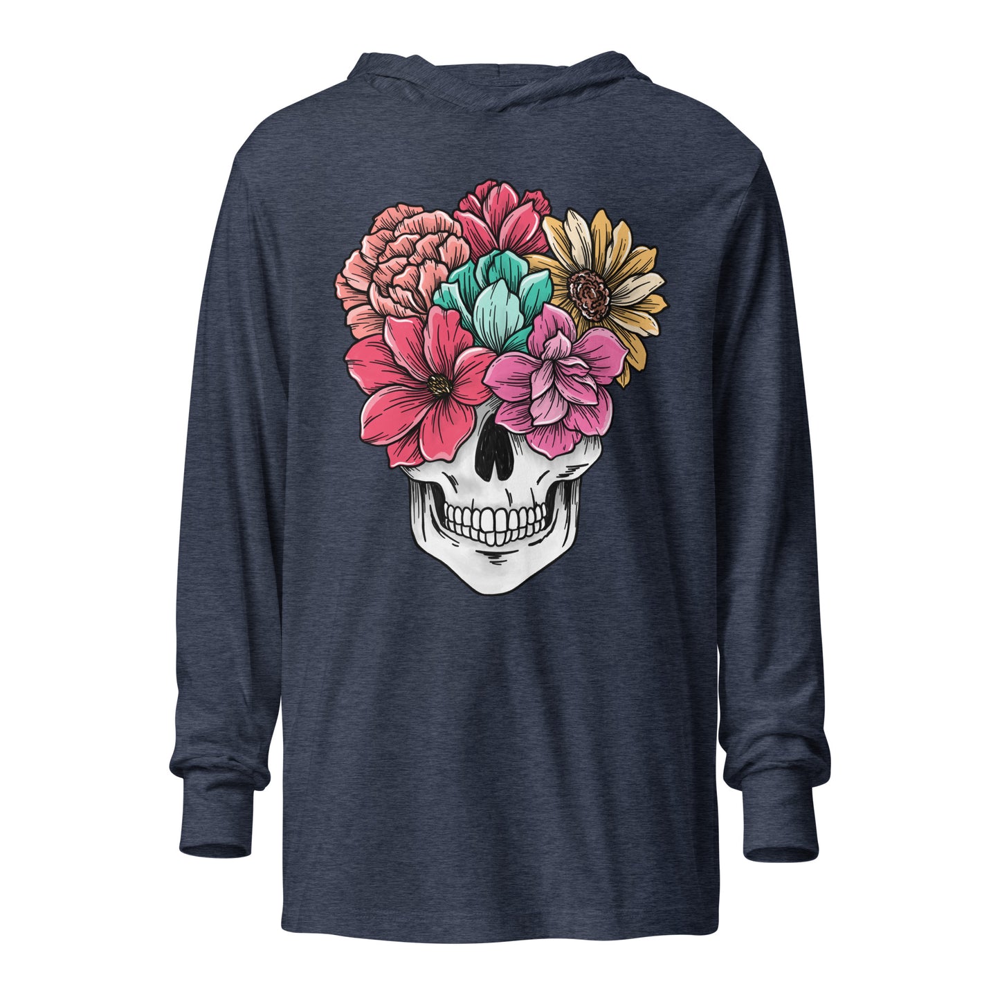 Flowering Skull - Hooded long-sleeve tee