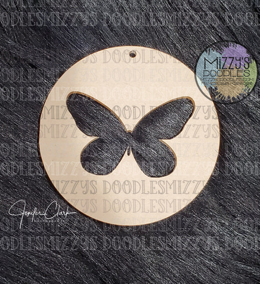 Acrylic Blank- Circle with Butterfly Cutout