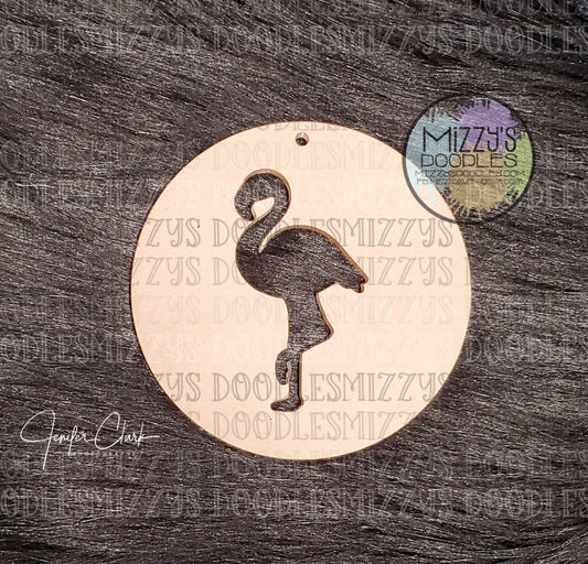 Acrylic Blank- Circle with Flamingo Cutout