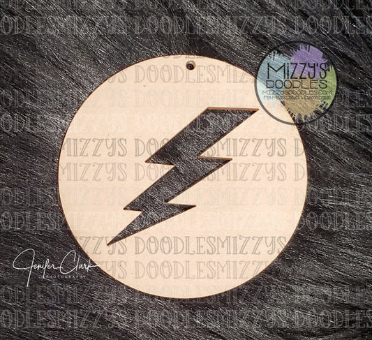 Acrylic Blank- Circle with Lightning Cutout