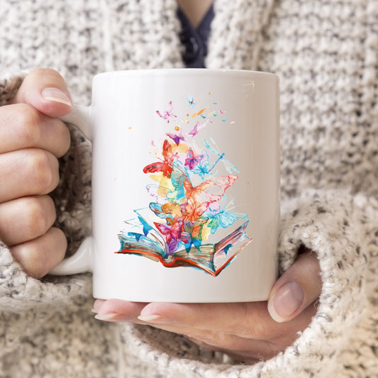 Book and Butterfly - 11oz or 15oz Ceramic Coffee Mug