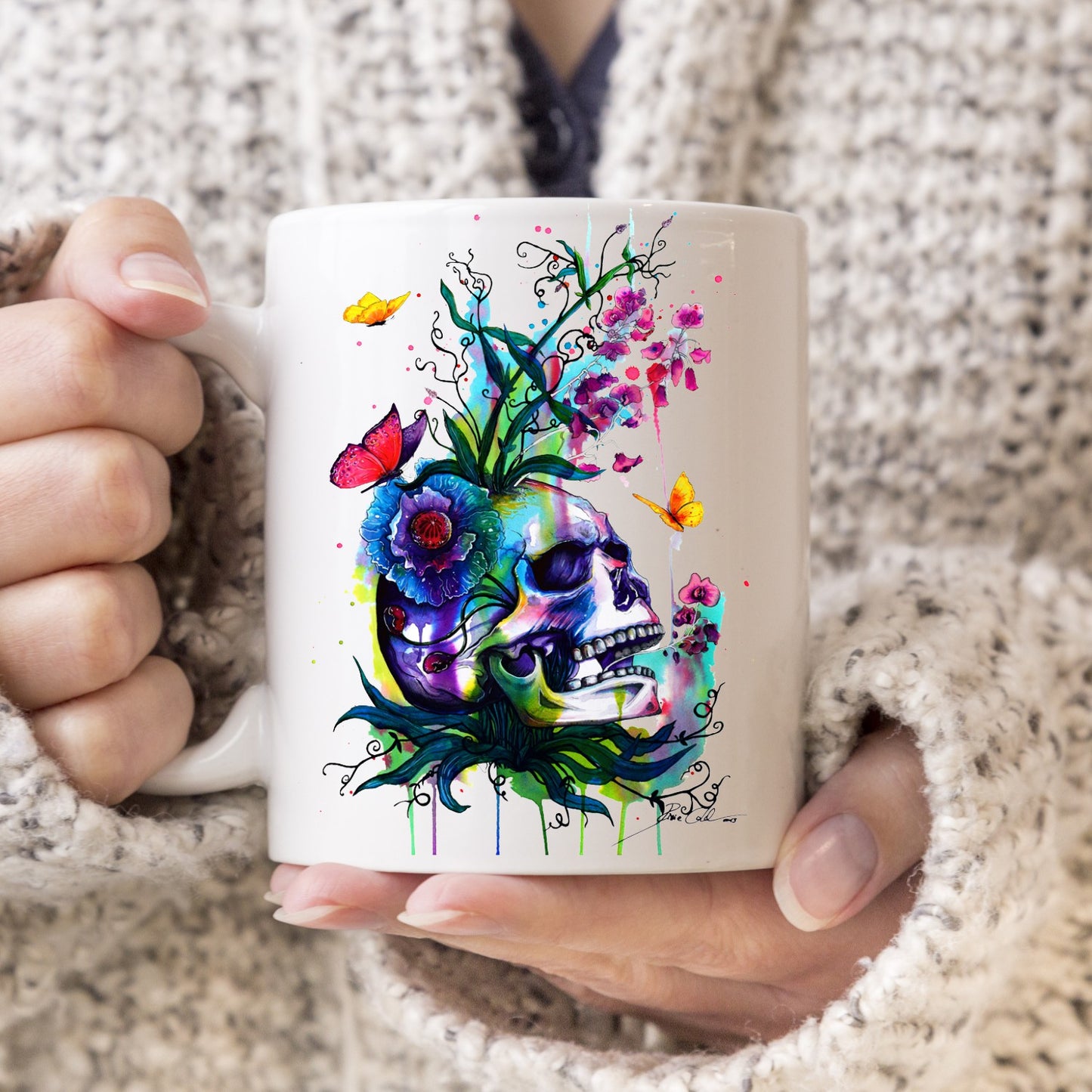 Flower Skull - 11oz or 15oz Ceramic Coffee Mug